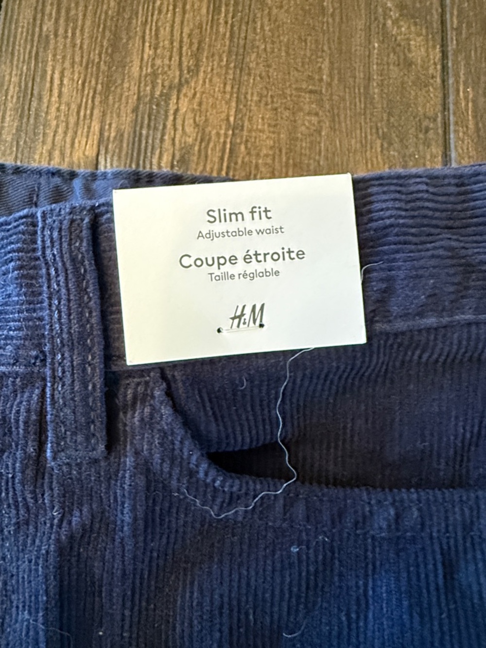 H&M Slim Fit Corduroy Pants in Dark Blue